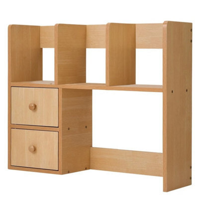Natural Wood Colour - 60Cm - Basic Creative Wooden Desktop Bookshelf Organizer Office Desk Storage Shelf Tidy Rack - image 1