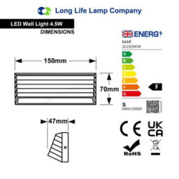 Long Life Lamps Company Modern Led Wall Light Down Or Up Path Brick Surface Mount Light Matt Black Cool White Zlc039Cw - thumbnail 2