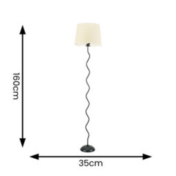 Valuelights Wiggle Black Metal Single Stem Floor Lamp With Linen Scallop White Trim Tapered Shade - thumbnail 6
