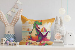 Warren Reed Designer Frog On A Beach Holiday Cushions 45Cm X 45Cm - thumbnail 2
