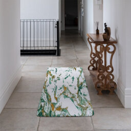 Benjamin Tate Design Green & Golden Marble Runner Special Soft Home Rug - thumbnail 3