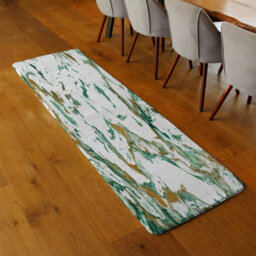 Benjamin Tate Design Green & Golden Marble Runner Special Soft Home Rug - thumbnail 2