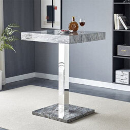 Furniture in Fashion Topaz High Gloss Bar Table Square In Melange Marble Effect