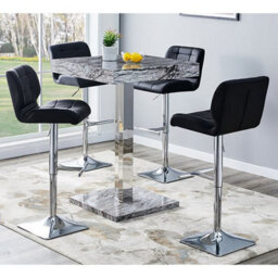 Furniture in Fashion Topaz High Gloss Bar Table Square In Melange Marble Effect - thumbnail 6