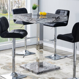 Furniture in Fashion Topaz High Gloss Bar Table Square In Melange Marble Effect - thumbnail 4