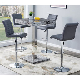 Furniture in Fashion Topaz High Gloss Bar Table Square In Melange Marble Effect - thumbnail 7