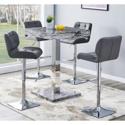 Furniture in Fashion Topaz High Gloss Bar Table Square In Melange Marble Effect - thumbnail 8