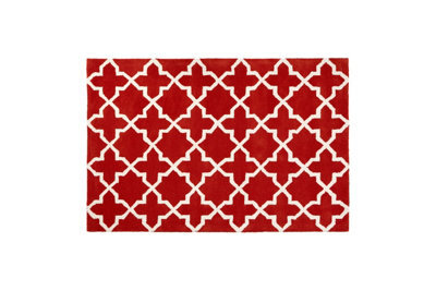 Orsina Small Orange Hand Tufted Rug, Modern Soft Wool Blend Rug With Circle Line Design, Durable Decorative Rug - image 1