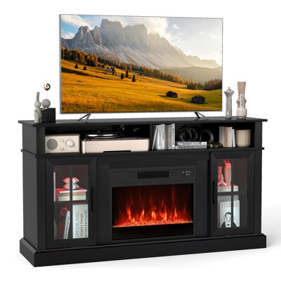 Gainoom 148Cm Black Fireplace Tv Stand Entertainment Center For 65 Inch Tv - image 1