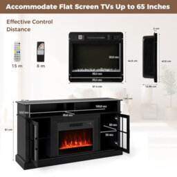 Gainoom 148Cm Black Fireplace Tv Stand Entertainment Center For 65 Inch Tv - thumbnail 2