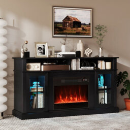 Gainoom 148Cm Black Fireplace Tv Stand Entertainment Center For 65 Inch Tv - thumbnail 3