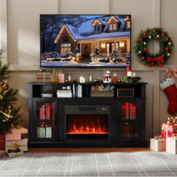 Gainoom 148Cm Black Fireplace Tv Stand Entertainment Center For 65 Inch Tv - thumbnail 4