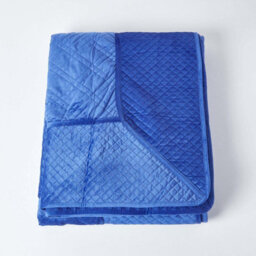 Homescapes Luxury Navy Blue Quilted Velvet Bedspread Geometric Pattern 'paragon Diamond' Throw, 250 X 260 Cm - thumbnail 2