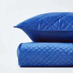 Homescapes Luxury Navy Blue Quilted Velvet Bedspread Geometric Pattern 'paragon Diamond' Throw, 250 X 260 Cm - thumbnail 4