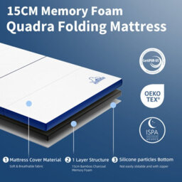 Onemill 6 Inch Foldable Memory Foam Mattress,4 Fold Portable Bed With Washable Cover - thumbnail 2