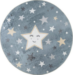 Livabliss Round Lillian-Kids Blue Grey Beige Yellow Washable Rug For Children's Rooms 160 X 160 Cm Easy Care, Non Shedding - thumbnail 1
