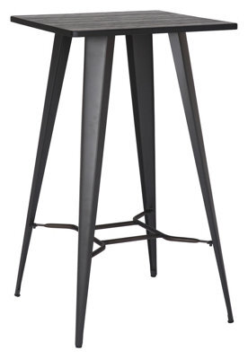 Lamboro Tolix Bar Table With Grey Wooden Top & Metal Frame - 104Cm Height - image 1
