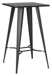 Lamboro Tolix Bar Table With Grey Wooden Top & Metal Frame - 104Cm Height