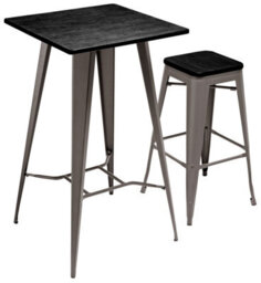 Lamboro Tolix Bar Table With Grey Wooden Top & Metal Frame - 104Cm Height - thumbnail 4
