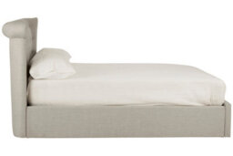 Orsina Contemporary Light Grey Double Ottoman Bed, Elegant Winged Headboard Bedroom Bed, Ottoman Stud Detailed Bed - thumbnail 2
