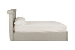 Orsina Contemporary Light Grey Double Ottoman Bed, Elegant Winged Headboard Bedroom Bed, Ottoman Stud Detailed Bed - thumbnail 6