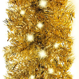 Berkfield Christmas Garland With Led Lights 10 M Gold - thumbnail 3