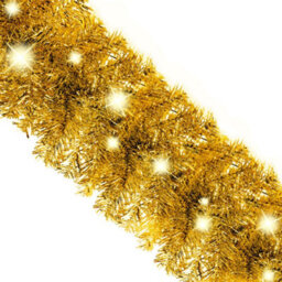 Berkfield Christmas Garland With Led Lights 10 M Gold - thumbnail 5
