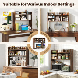 Desktop Storage Shelf Monitor Stand Small Desk Organizer Hutch - thumbnail 6
