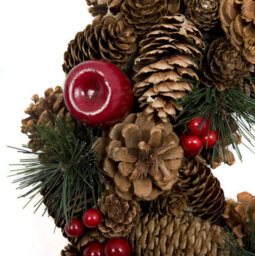GreenBrokers Premium Quality Christmas Hanging Wreath 32Cm- Festive Pine Cone Display With Red Berries - thumbnail 4