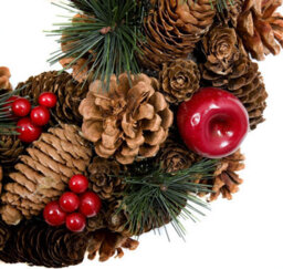 GreenBrokers Premium Quality Christmas Hanging Wreath 32Cm- Festive Pine Cone Display With Red Berries - thumbnail 5