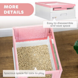Pawhut Hooded Cat Litter Box, Pet Toilet W/ Scoop, Tray - Pink - thumbnail 7