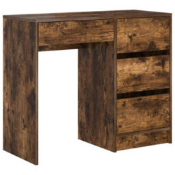 Berkfield Modern Brown Writing Desk Smoked Oak Engineered Wood Medium Writing Desk