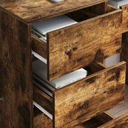 Berkfield Modern Brown Writing Desk Smoked Oak Engineered Wood Medium Writing Desk - thumbnail 4