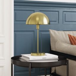 GoodHome Songor Modern Round Brushed Satin Brushed Brass Effect Eco Halogen Table Lamp - thumbnail 8
