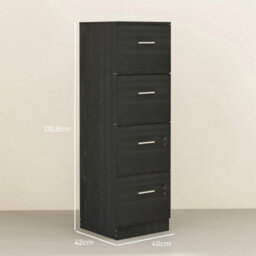 4 Drawer File Cabinet Locking Filing Cabinet Black Wood Effect - thumbnail 2
