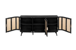 3 Door Rattan Sideboard Curved Black Cupboard Birlea Sark Storage Cabinet - thumbnail 7