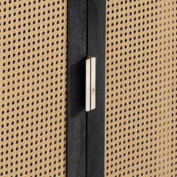 3 Door Rattan Sideboard Curved Black Cupboard Birlea Sark Storage Cabinet - thumbnail 3