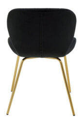 Orsina Black Velvet Dining Chair, Luxury Dining Chair, Modern Black Velvet Dining Chair With Gold Finished Legs - thumbnail 4