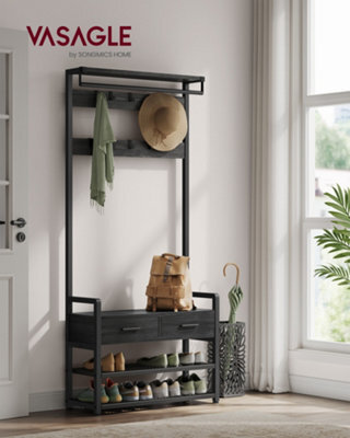 Songmics Vasagle Hall Tree With Bench And Shoe Storage, Hallway Coat Rack With Shoe Bench, 2 Fabric Drawers, 10 Hooks - image 1