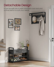 Songmics Vasagle Hall Tree With Bench And Shoe Storage, Hallway Coat Rack With Shoe Bench, 2 Fabric Drawers, 10 Hooks - thumbnail 5