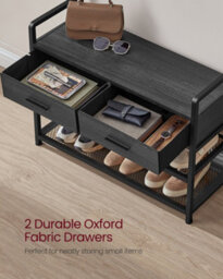 Songmics Vasagle Hall Tree With Bench And Shoe Storage, Hallway Coat Rack With Shoe Bench, 2 Fabric Drawers, 10 Hooks - thumbnail 6