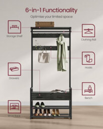 Songmics Vasagle Hall Tree With Bench And Shoe Storage, Hallway Coat Rack With Shoe Bench, 2 Fabric Drawers, 10 Hooks - thumbnail 4