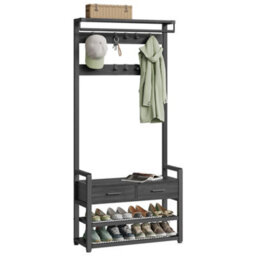 Songmics Vasagle Hall Tree With Bench And Shoe Storage, Hallway Coat Rack With Shoe Bench, 2 Fabric Drawers, 10 Hooks - thumbnail 2