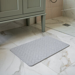 Wudumat Limited Edition - Urban Brick - Pastel Grey - Diatomite Stone Mat - Diatomaceous Earth Bath Mat - 60X39Cm