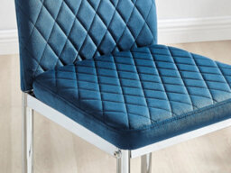 Furniturebox Set Of 2 Milan Navy Diamond-Stiched Soft Touch Velvet Silver Chrome Leg Padded Counter Stools - thumbnail 6