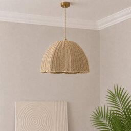 CGC Lighting Cgc Valeria 50Cm Large Paper Rattan Scallop Dome Lampshade - thumbnail 3