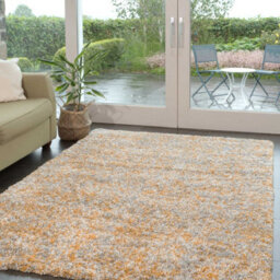 Loomed Super Soft Mottled Tonal Ochre Yellow & Grey Shaggy Area Rug 160X230Cm - thumbnail 2