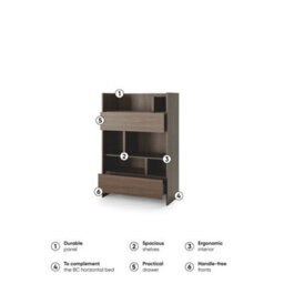 Arte Bed Concept Bc-26 Sideboard Cabinet 92Cm - Oak Dunin - 2 Drawers With Shelved Storage - thumbnail 3