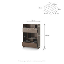 Arte Bed Concept Bc-26 Sideboard Cabinet 92Cm - Oak Dunin - 2 Drawers With Shelved Storage - thumbnail 4