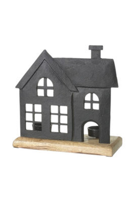 Black Haunted House Tea-Light Holder - image 1